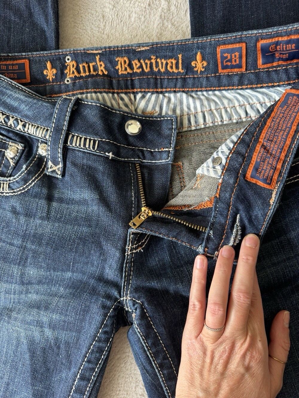 Rock Revival Womens Bootcut Jeans Dark Wash Stretch Denim Blue 5-Pocket - Picture 3 of 5